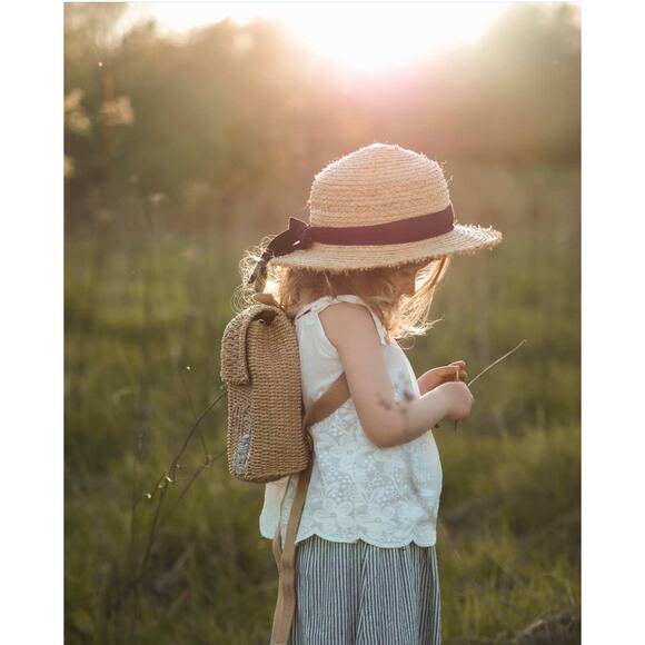 New Darling Little Cottage Shaped Woven Backpack - Picture 2 of 10